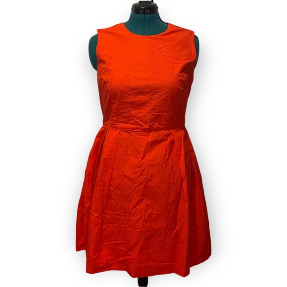 GAP 100% Cotton Red Orange Sleeveless A-line Dress Size 12 - Picture 2 of 11